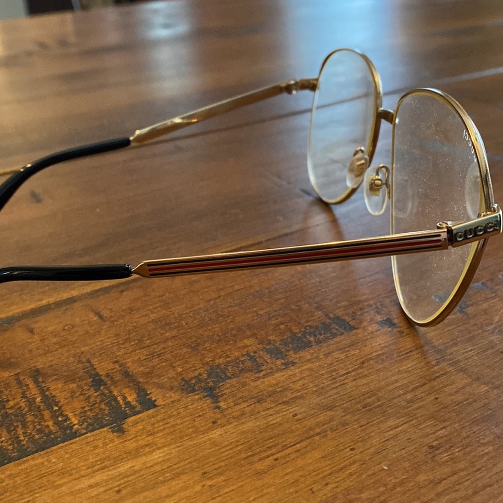 Gucci Gold Metal Oval Eyeglasses - Picture 5 of 7